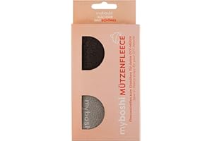 myboshi Mützenfleece-Set, Fleeceband zum Einnähen für Mützen und Stirnbänder, 2 Streifen Mützen-Fleeceband, Nadel, Faden, Nadeleinfädler, ca. 61cm x 9cm Grau, 2 Fleecestreifen