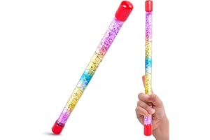 Tiwoca Children's Magic Wand Colourful Glitter Wand with Liquid 31 cm - Stylish Children's Costume Accessory for the Little Princess, Fairy or Wizard - Magic Wand Glitter