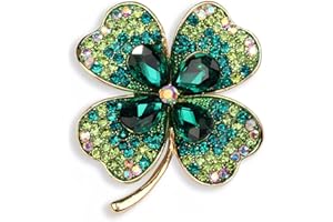 EAVUYIS Klee-Brosche mit Strasssteinen,Damen-Brosche für Schals, Tücher oder Ponchos, Brosche,Geschenk für Mutti, Freundin und Schwester