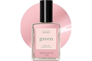 Manucurist Green Lakier do paznokci, blado-różowy, 9-Free, klasyczny lakier, wegański lakier ze składników pochodzenia roślinnego (84%), profesjonalny manikiur, 15 ml (Hortencia)