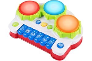 Pup Go Baby Musical Drums Piano Toy with Music, Animal Sounds and Light - Early Education Learning Electronic Keyboard Musical Instrument Toys for Toddlers Kids Boys and Girls
