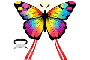 BINXWA Drachen Kinder,Drachen Schmetterling,kinderdrachen ab 3,Butterfly Drachen flugdrachen Kinder mit 80m drachenschnur Spule,lenkdrachen geeignet für Strand,Park und Außenbezirker Children and Adults