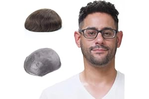 Lordhair Protesi Capelli Uomo, Pelle Super Sottile da 0,06 mm Tutti Protesi con loop a V Parrucca da Uomo per Sistema Capillare da 20x25 CM Protesi Dimensione Della Base