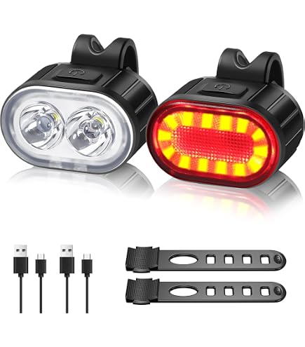 Lot De 8 Lumières Vélo Avant Et Arrière - Éclairage LED Silicone Étanche 3 Modes Avec Piles Incluses