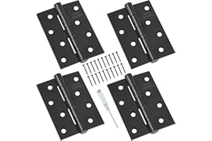 KDIMSU 4 Stück Türscharnier Edelstahl, Scharniere Klappbar 100mm × 73mm, Groß Schwerlast Schanier mit Schrauben, Türband Scharnier, Verstellbar Möbel Beschläge für Holztür Gartentor Aussen