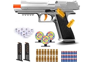 SZJYMY Toy Gun Soft Bullets Fully Automatic Reloading Rebound Shell Ejecting Shooting Games Toy Pistol Education Model Toys Soft Foam Blaster Gift for Kids Boys Girls Ages 6+(Gold)
