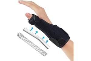 ACWOO Orteza kciuka i nadgarstka, dwustronna podpórka kciuka i nadgarstka z dwoma metalowymi szynami, szyna na kciuk, na prawą i lewą rękę, immobilizer kciuka na zapalenie stawów, zapalenie ścięgna