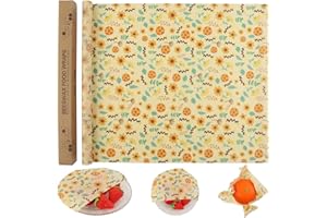 GmeDhc 1 Rollo 33 × 100 cm Papel Encerado, Envoltorio Cera De Abeja, Papel Encerado para Alimentos, Sándwich,Queso,Frutas etc.Reutilizable Envolver, Lavables