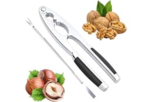 KOMEIYL Cascanueces, Rompe Avellanas, Cascanueces Multifuncional, Cascanueces Acero Inoxidable, Cascanueces Manual de Metal Agujas de Nuez, Aplica a Frutos Secos, como Nueces, Pecanas