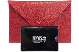 LOLUNA® Pochette Format enveloppe pour Papier Voiture + étui Carte RFID, Carte Grise, permis Conduire Tout en Cuir Plusieurs Couleur Homme et Femme - Rouge