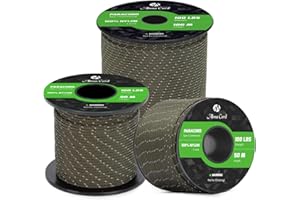 Abma Cord Paracorde 2mm Corde 30m 100% Nylon 1 Brin Type I Corde de Survie, Corde Extérieure - Max. 45 kg - Réfléchissante Vert Militaire