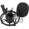 SUNMON SM58 Microphone Shock Mount Holder with Foam Windscreen for Absorbe Vibration and Noise, Pop Filter Suitable for SM58-LC, SM58-CN Dynamic Mic