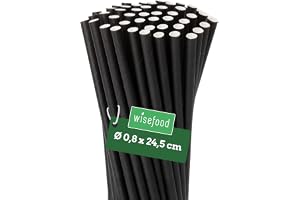 Wisefood® Sugrör papper [25 cm Ø 8] partydekoration [svart] alternativa sugrör plastfria för födelsedag bröllop gör-det-själv [100 st.] för cocktail drycker Cola Energy Drink vatten Limo Ekologisk