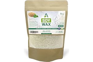 ALECO Cera di soia in perle, alto punto di fusione 56-58ºC, per modellare, ideale per microonde, 100% ECO, per realizzare candele, cosmetici, deodoranti per ambienti, accetta fragranze. (1KG)