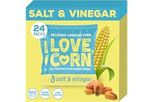LOVE CORN Salt & Vinegar Crunchy Corn Snack 20g x 24 Bags – Healthy Snacks Ideal for Gluten Free & Vegan Diets – Low Sugar Alternative for Crisps, Mixed Nuts & Pretzels – Perfect To Graze On