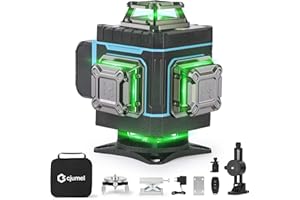 Nivel Laser Autonivelante 4 x 360° - cjumel 4D 16 líneas Verde Nivel Láser Profesional Multifuncional Laser Level con 6000 mah Batería, Mando a Distancia