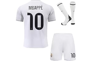 YOHA Madrid 25/26 Mbappe #10 Maillot de Football et Short pour Enfants Set Cadeau Tailles Jeunesse