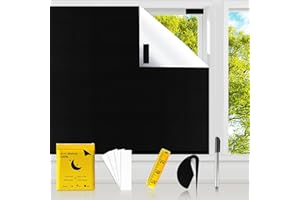 CyanCloud Temporary Blackout Blinds 100% Black out Material Blackout Blinds Stick On Velcro 200 X 145 cm Cut To Size Lightweight Blackout Window Blinds for Bedroom Nursery Travel Car