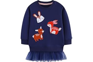Tokeya Felpa per Bambina, Ragazza Pullover Cotone Girocollo Maglione Manica Lunga Senza Cappuccio Casual Maglietta Top Carino Stampato Ricamo Vestiti Bambine e Ragazze Sweatshirt 2-7 Anni