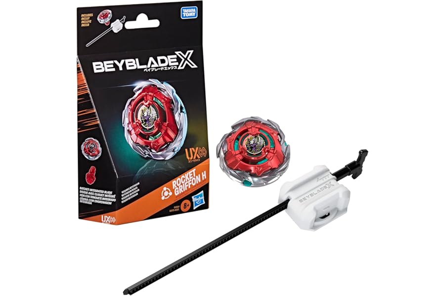 Beyblade X Rocket Griffon H UX Infinity Starter Pack Set with Balanced Bey Spinner and Takara Tomy Launcher Battle Spinners, Ages 8+