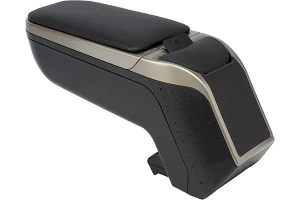 Armster RATI 2 Apoyabrazos Específico Negro/Gris para Fiat 500 (2016-), con Compartimento de Almacenaje y Abatible