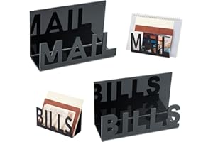 MOMGYAAMZ La Portalettere, Porta Documenti Ufficio Scrivania Acrilico, Nero Portadocumenti da Scrivania da Tavolo, Organizer Scrivania Ufficio per Lettere, Posta, Giornali, Opuscoli e Documenti, 2 Pezzi