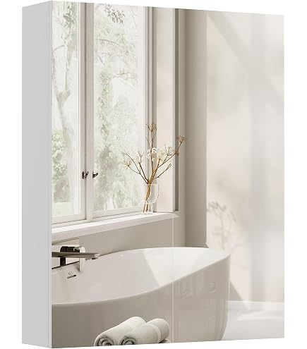 Armadietto Da Bagno Con Specchio 40,6x66 Cm – Rettangolare, Senza Cornice, Con Tre Ripiani In Vetro – Montaggio A Incasso O Superficiale - 3