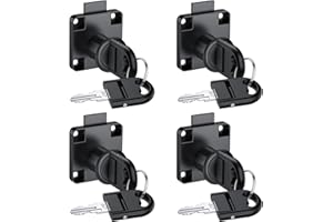 Tanice Cabinet Locks, 4 Pack Furniture Lock Zinc Alloy Cam Security Lock Keyed Alike Cylinder Cupboard Drawer Lock with 8 Keys for Door Cabinet Mailbox Drawer Cupboard Household Office, Black