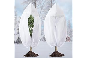 Zhwidnerso Garden Plant Fleece Frost Protection, 2 Pack Garden Fleece Frost Protection Zipper, Warming Frost Protection for Outdoor Plants, Drawstring Plant Frost Protection Covers Jackets(120*180cm)
