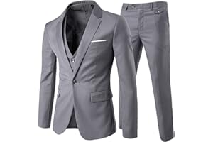 Allthemen Abiti da Uomo 3 Pezzi Abito da Sposa Slim Fit Giacca a Un Bottone Formale Giacche Pantaloni Gilet