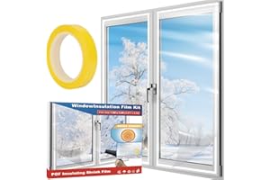 4BAOHUI Isolant Fenetre Anti Froid 1.5 m x 2 m, Transparent Film Fenetre Isolant, Film Thermique Fenetre Anti Froid, Film de Survitrage Thermo avec Ruban Adhésif Double Face, Film Anti Froid Fenêtre