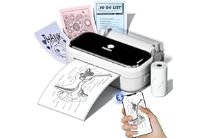 ‎PHOMEMO Phomemo M03 Sticker Printer, Mini Printer for Smartphone, Portable Thermal Printer, 53 and 80 mm Instant Print, Compatible with Mobile Phones and Tablet, for Study, Photos, Scrapbooking, Stickers -