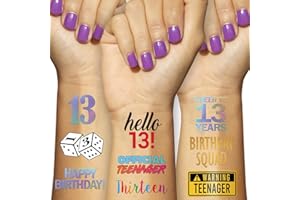 STERLING JAMES CO. 13° Compleanno Tatuaggio Temporaneo - Decorazioni, Idee, Regali per Il 13° Compleanno