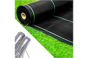 SINGHAL Weed Membrane 2m x 10m with 25 U-Pins, 6.6 x 33 ft for Weed Control Membrane,Landscape Fabric 110 GSM Heavy Duty Weed Control fabric for Gardens, Agriculture, Outdoor Projects