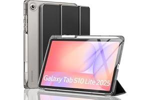 MoKo Custodia per Samsung Galaxy Tab S10 Lite 10,9" 2025 SM-X400/SM-X406B con Portastilo S,Protettiva Trifold Sottile e Leggera con Posteriore Traslucida in PC Rigido,Auto Wake/Sleep, Nero