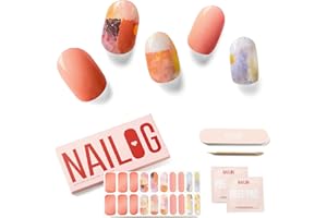‎NAILOG NAILOG Halbwegs Ausgehärtet Gel Nail Wrap 20pcs Lang Anhaltende Nagellackstreifen, Gel-Nagelaufkleber in Salonqualität, Nail Art Strips Kit mit glänzendem Gel-Finish Rot, Rosa