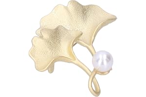 Fydun Broszka liść miłorzębu prosty metalowy matowy kształt kardigan odzież przypinka biżuteria dla matki dziewczyny przyjęcie dekoracja ślubna (złoty)