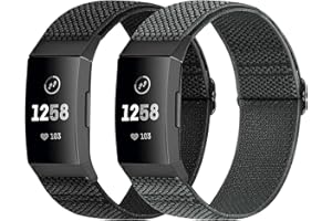 Janpso 2 Pack Bracelet de Remplacement Compatible avec Fitbit Charge 4 /Charge 3 /Charge 3 SE, Bande de Sport en Nylon Respirant Réglable pour Hommes Femmes