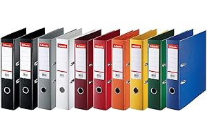 Esselte, Standard, Pack de 10 Classeurs à levier, Assorti classique, Dos 75mm, A4, PP, 624177