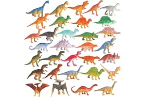 DERAYEE 32 Pezzi Mini Dinosauri Giocattoli,Figure Dinosauri Giocattoli T-Rex,Triceratop,Regali Compleanno Fine Festa per Bambini