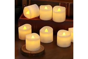 SR ESSENTIALS Battery Operated Flickering LED Candles, Long-Lasting Battery Tea Lights for Weddings, Parties, Halloween, Christmas Home Decor Fake Battery Candles (12Pcs Warm White)