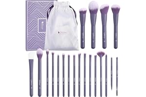 DUcare Pennelli da trucco professionali 20 pezzi viola set di pennelli per trucco con maschera per il viso in silicone pennello Kabuki Foundation Blending Powder Blush correttori ombretti pennelli