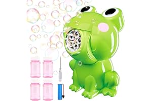 BAZTOY Máquina de Burbujas Rana Recargable, Regalo Pascua para Niños Maquina Pompas Jabon Automática, Juguete de Baño para Bebés 3 4 5 6 7 8 9 10 Años Juegos de Jardín Al Aire Libre Bodas