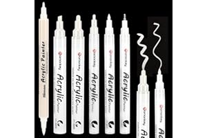 DENFATORY Pack de 6 marcadores blancos, rotuladores finos impermeables de secado rápido, rotuladores acrílicos blancos, permanentes para vidrio, madera, textiles, etc