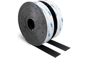 BULINA 3M Cinta Cinta Doble Cara de Gancho y Bucle de 25MM x 6M Extra Fuerte Negra Duradera con Reverso Autoadhesivo Cierre de Tela de Nailon para Manualidades Proyectos de Bricolaje y Reparaciones