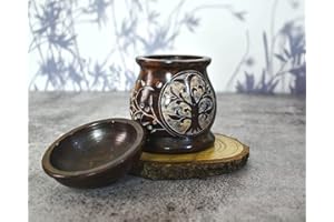 India House Difusor de Aroma Quemador de Aceite, Soporte para Velas de té de esteatita, Trabajo Jali Tallado a Mano, esteatita, para aromaterapia (Tree of Life)