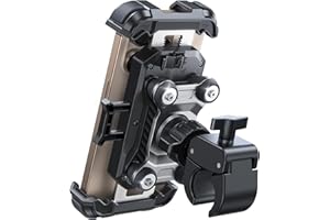 JOYROOM Uchwyt na telefon komórkowy motocyklowy, podwójnie tłumiony wibracjami, uchwyt na telefon komórkowy [otwieranie jednym kliknięciem] uchwyt na telefon komórkowy obracany o 360° uchwyt na