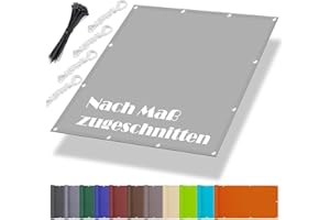 Aiyaoo Awning Waterproof Rectangular with Eyelets, Sun Protection for Balcony Patio, Awning Fabric [Made to Measure] Canvas Awning Rollable for Patio Roof, Conservatory, 1 x 2 m, Light Grey