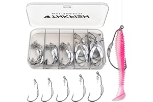 THKFISH Hamecon Peche Crochets d'appâts lestés Hameçons lestés Swimbait pour Eau salée Eau Douce 19Pièces 25Pièces 30Pièces 60Pièces