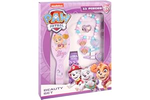 TDL 11pc Paw Patrol Skye Beauty Set Girls Jewellery & Hair Accessories Kit Pink Gift Set Dress Up Hairbrush Bracelets Scrunchies Charms